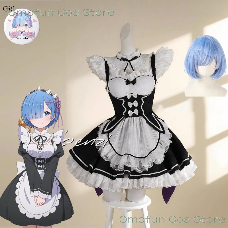 Anime Cosplay Rem - Re:Zero Rem Remu Strój Cosplay Kocia